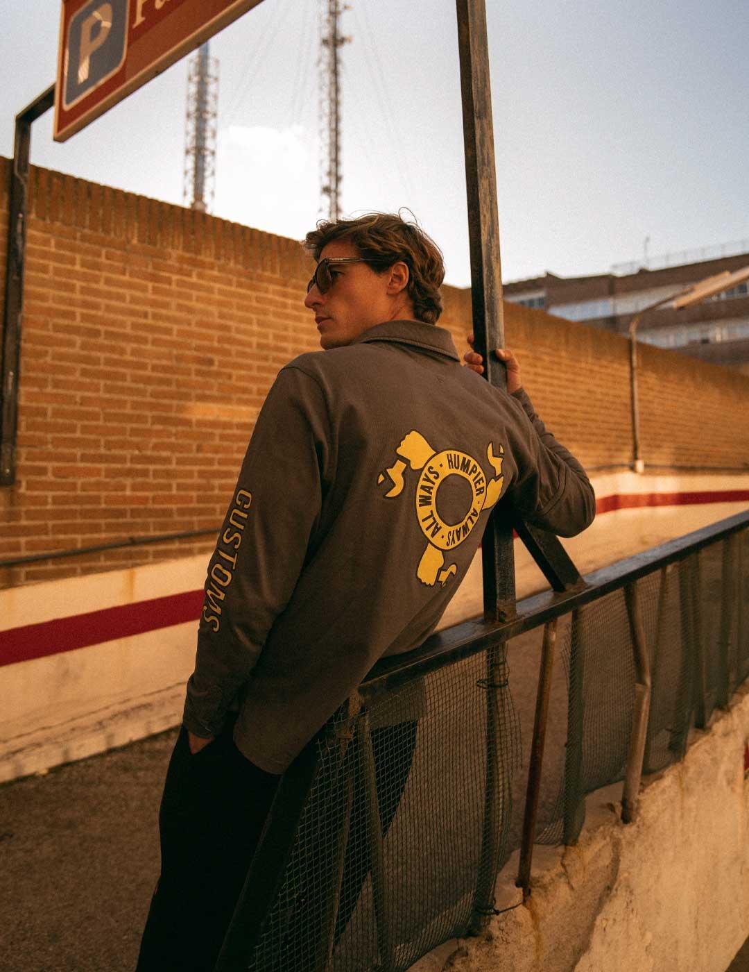 Humpier polo gris manga larga Pocket Customs para hombre