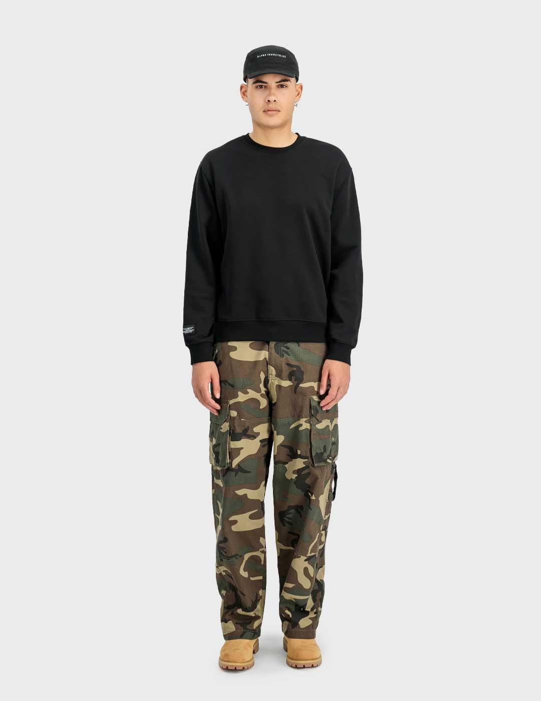 Alpha Label Backprint sudadera negra para hombre