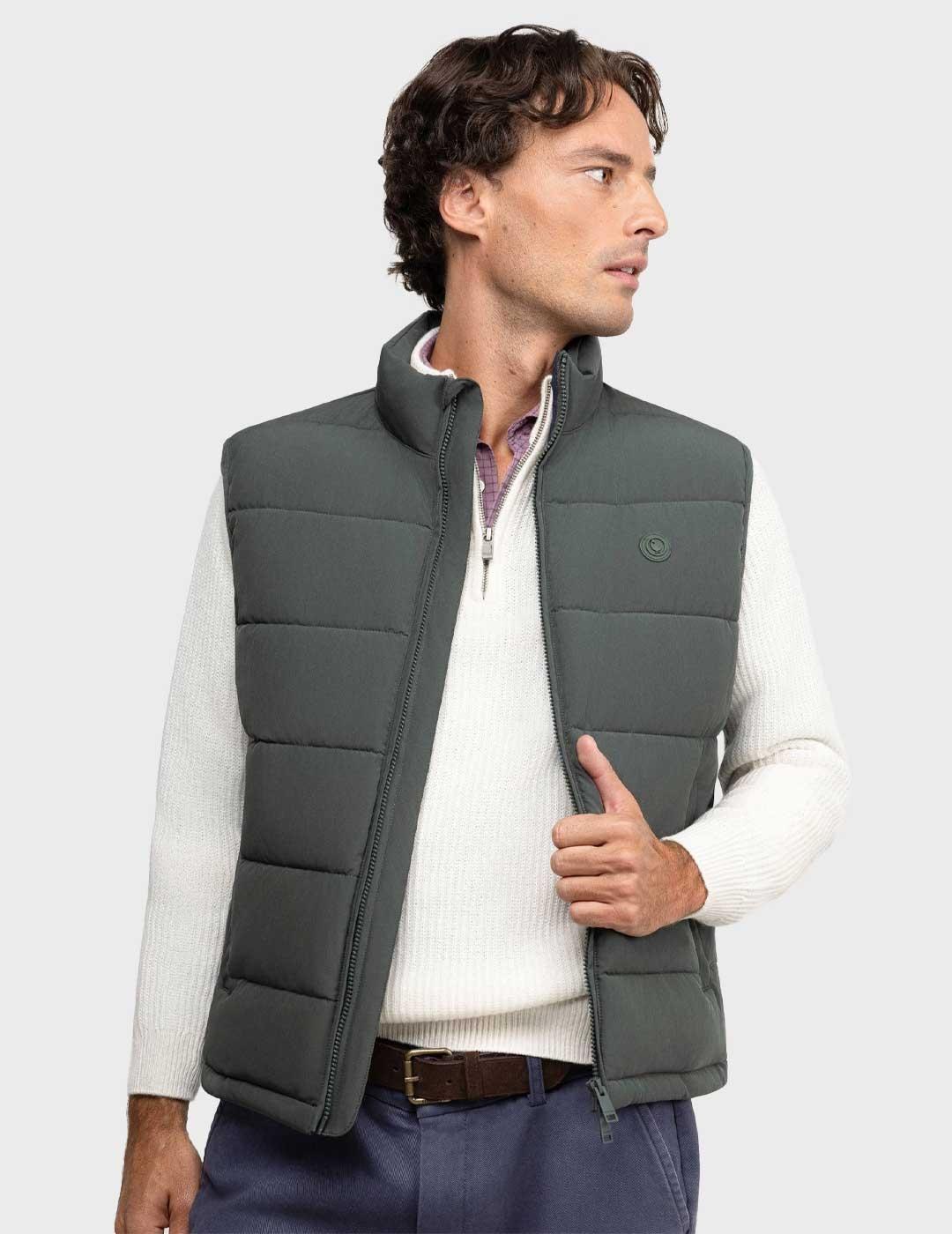 El Ganso chaleco verde acolchado para hombre