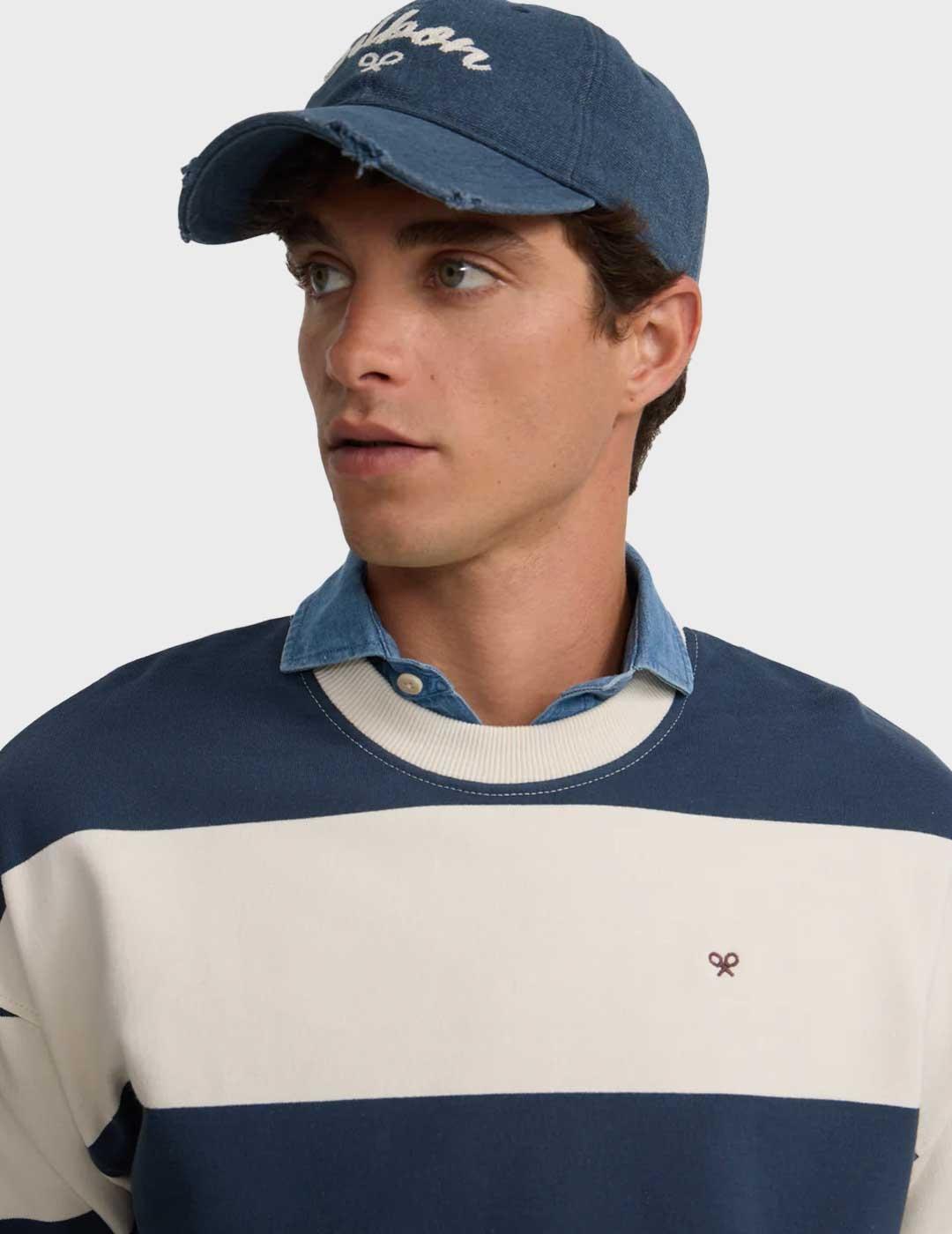 Silbon sudadera azul marino y blanca para hombre