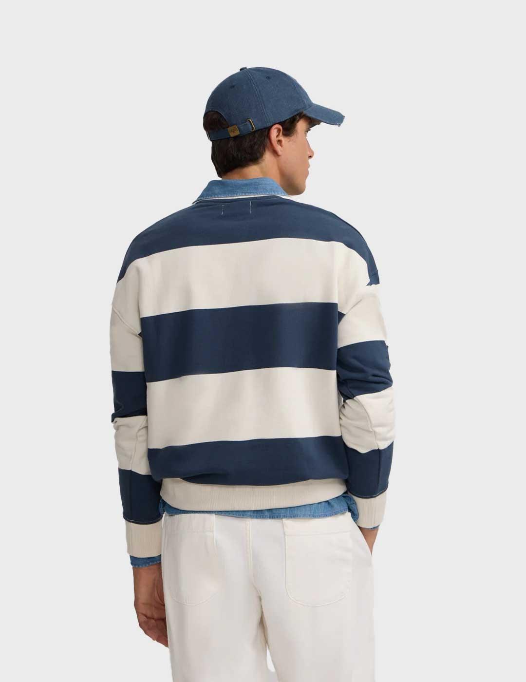 Silbon sudadera azul marino y blanca para hombre