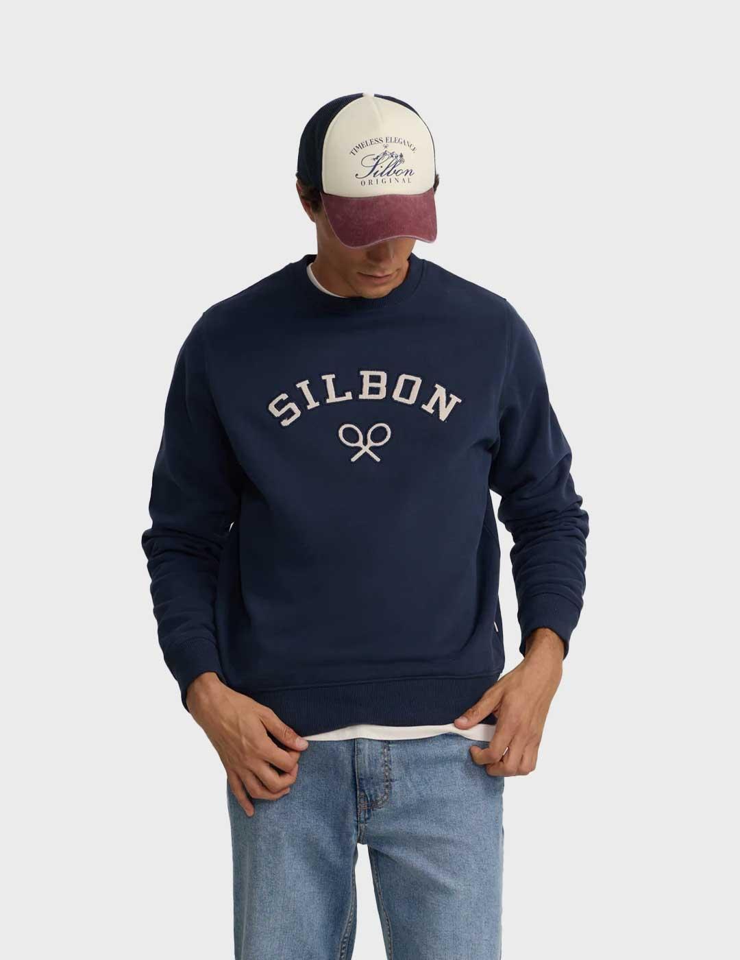 Silbon Raqueta sudadera azul marino para hombre