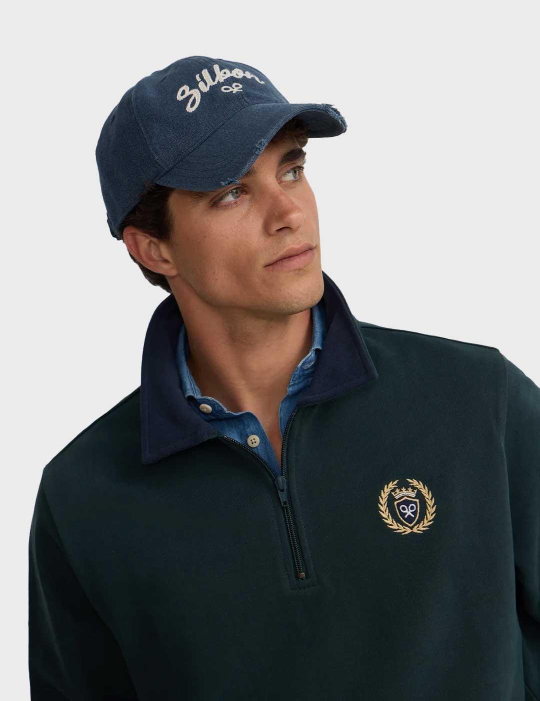 Silbon sudadera verde con media cremallera para hombre