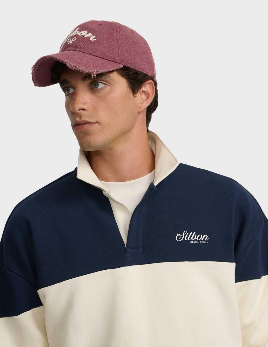 Silbon sudadera azul cuello polo para hombre