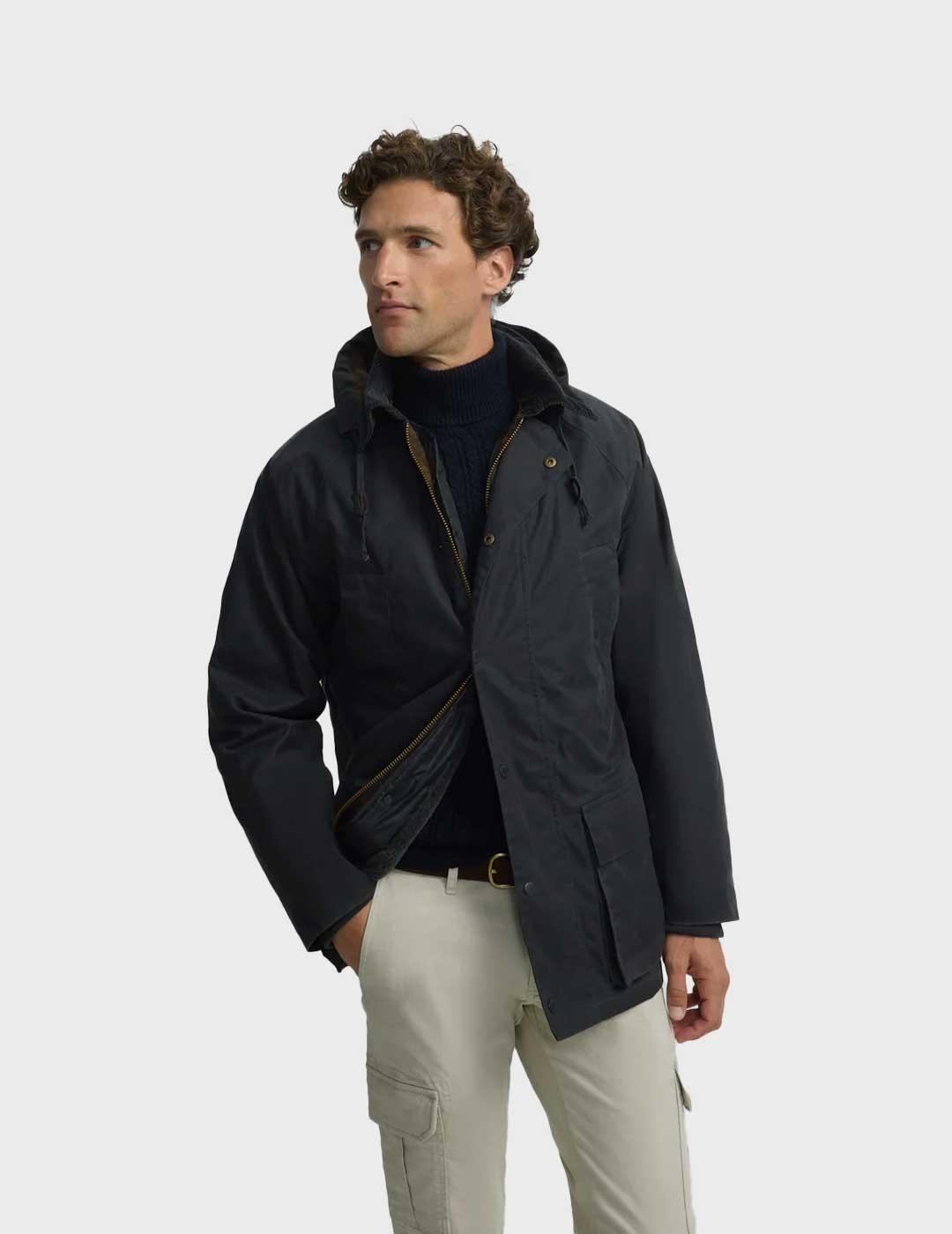 Silbon abrigo gris encerado para hombre