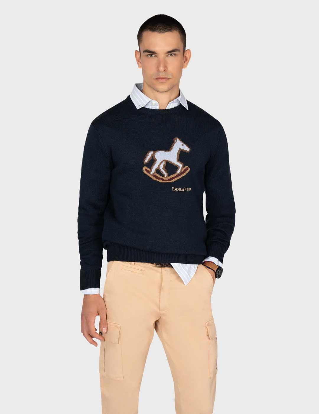 Harper Rocking Horse jersey azul marino para hombre