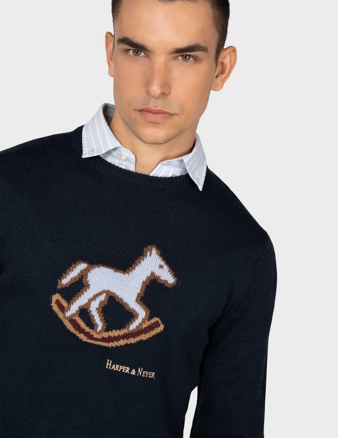 Harper Rocking Horse jersey azul marino para hombre