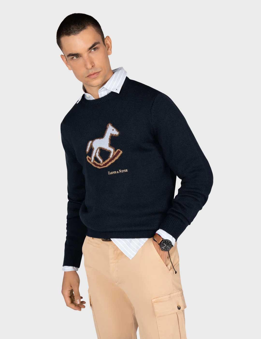 Harper Rocking Horse jersey azul marino para hombre