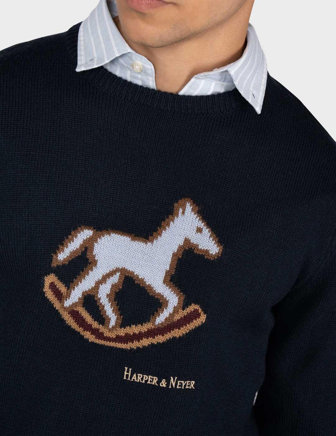 Harper Rocking Horse jersey azul marino para hombre