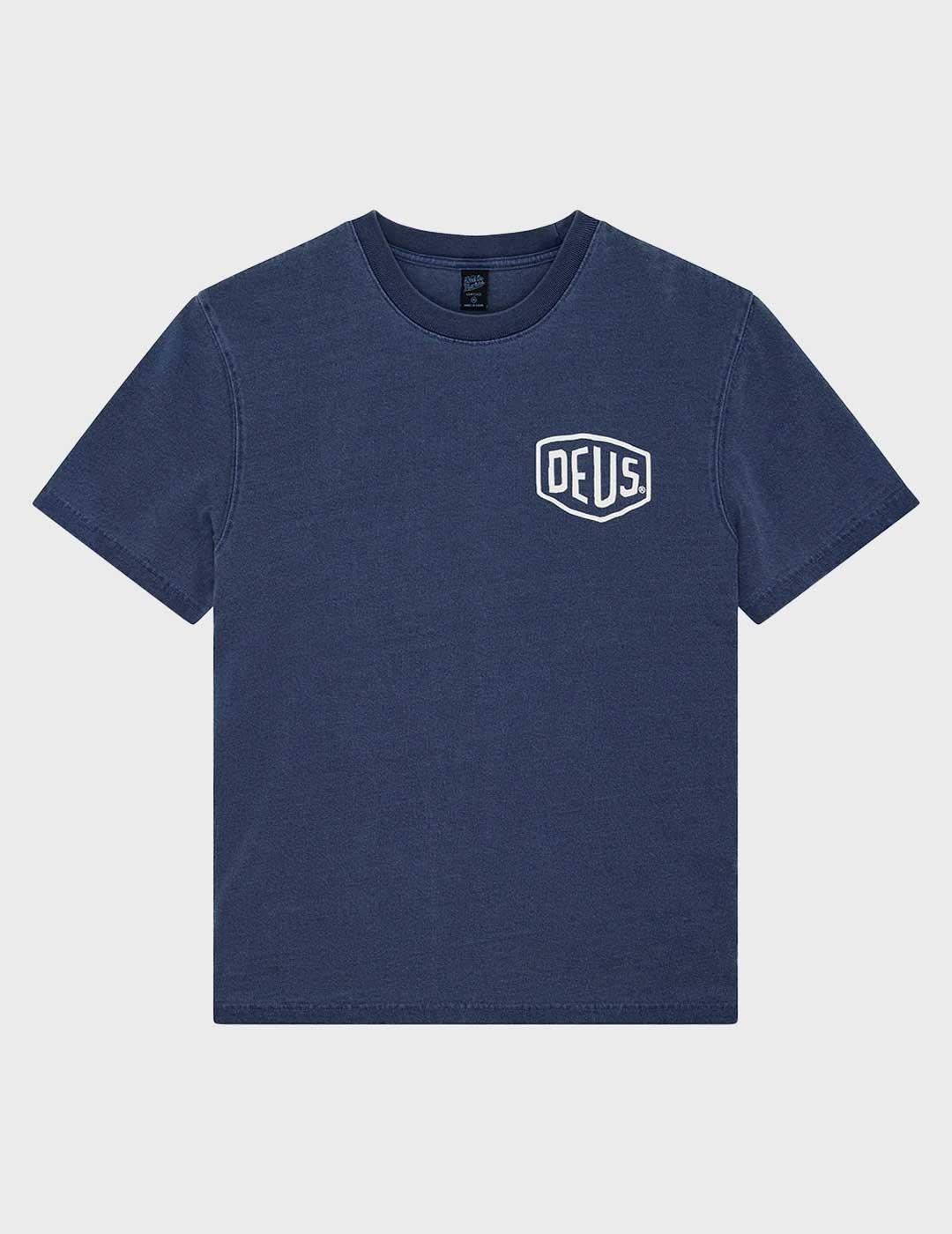 Deus Shield Garment Dyed camiseta azul para hombre