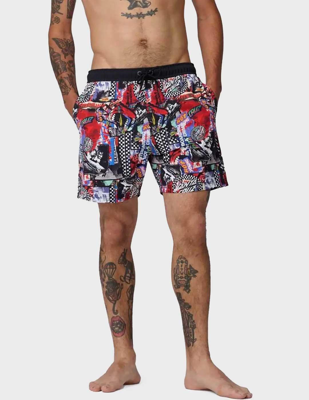 Santa Cruz Collage bañador negro para hombre Santa Cruz Negro para Hombre | Madison AV